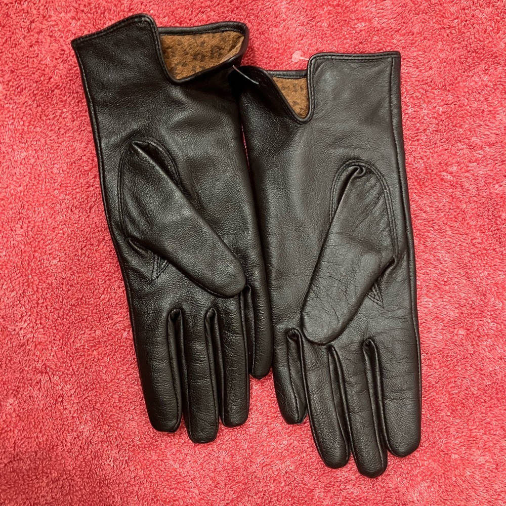 Black Leather Gloves 7/8 NEW - Picture 4 of 10